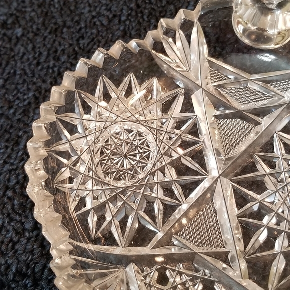 American Brilliant Nappy Cut Glass Dish with Handle 7" Crystal - Picture 11 of 11